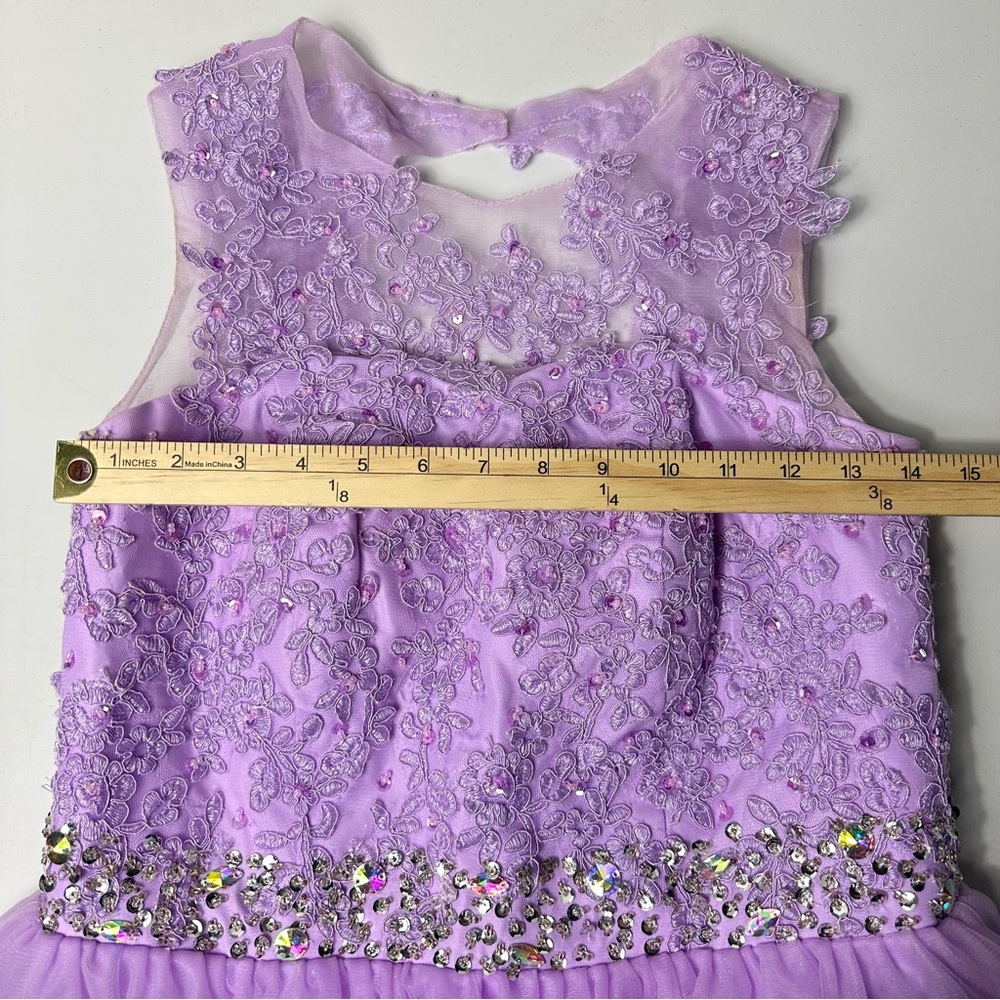 Unbranded Purple Tulle A-line Dress w/ rhinestone belted detail Size 6/8 - Picture 5 of 6